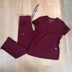 FIGS Burgundy Scrub Set- XXS